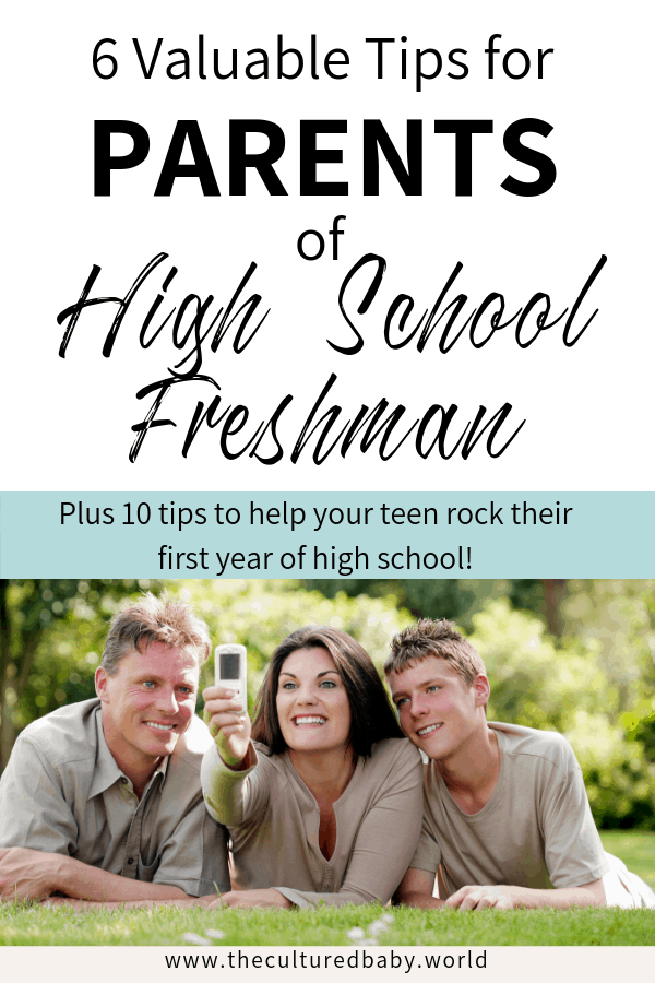 advice for parents of high school freshman| mom taking picture of her and her family laying on the grass